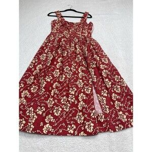 Free People Dress Midi Women Red Floral Laters Baby Cotton Boho Vacay Small NWT
